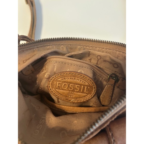 Fossil Tan Lamb Hide Leather Crossbody Purse Everyday Bag - Picture 7 of 10